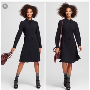 Black collared long sleeve dress by Who What Wear